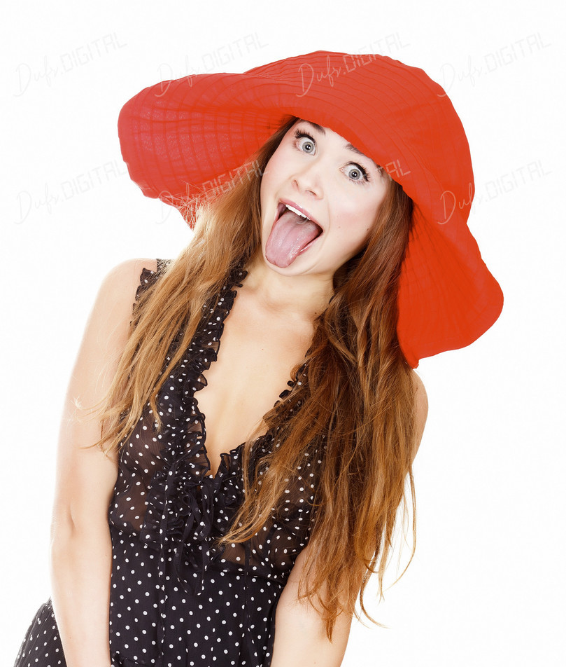 Playful Woman in Hat
