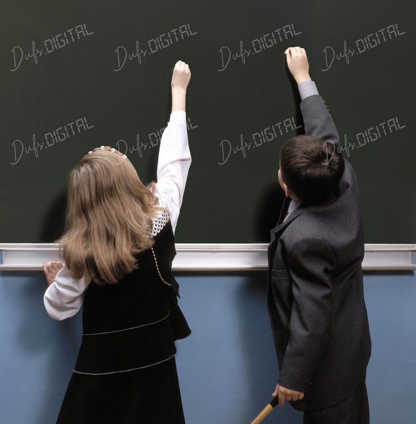 Children Writing Together