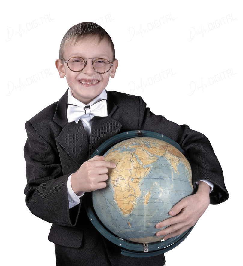 Smiling Boy with Globe