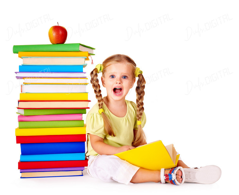 Joyful Girl with Books