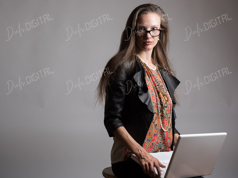 Focused Woman with Laptop