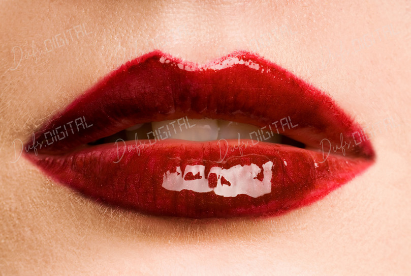 Glossy Red Lips