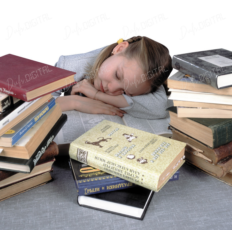 Exhausted Student Studying