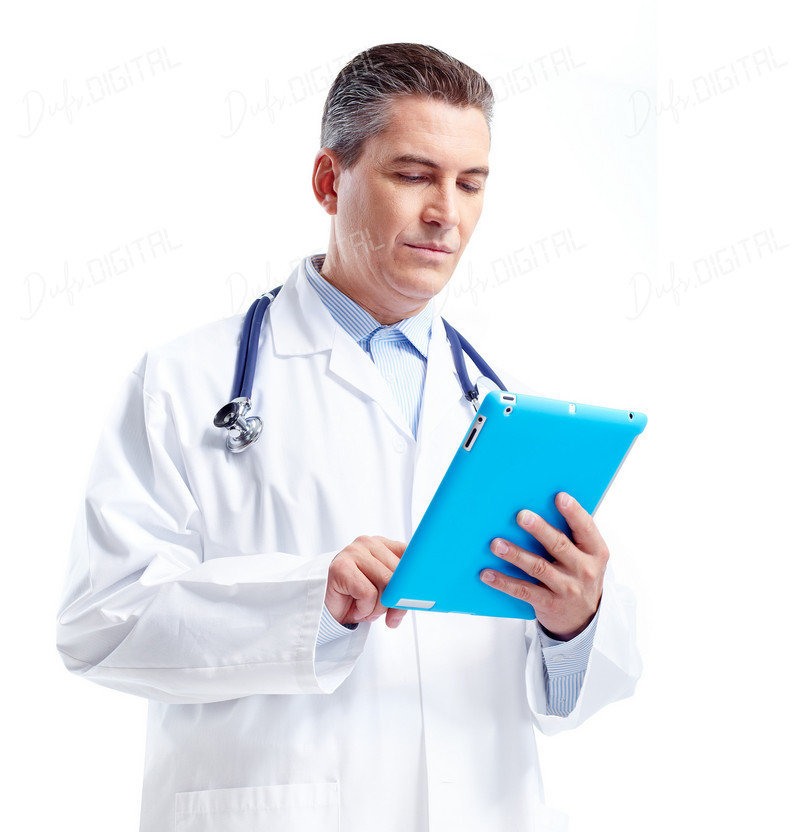 Doctor using tablet
