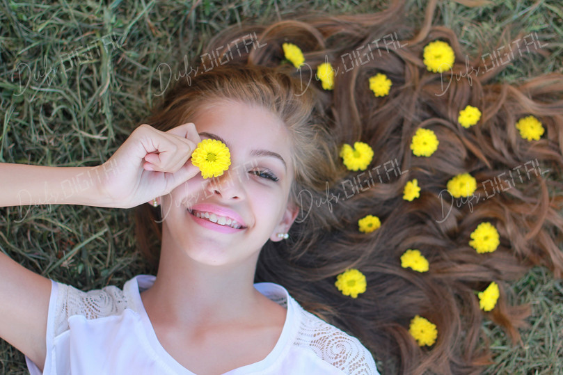 Joyful Girl with Flowers