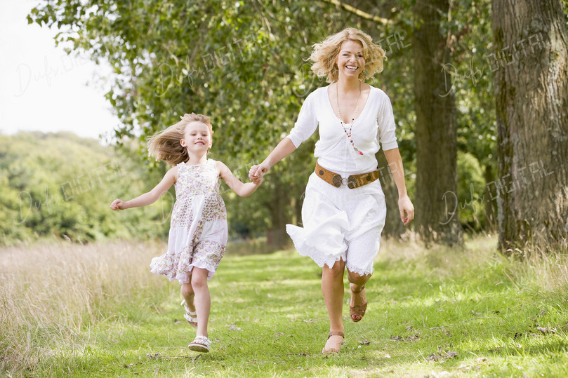 Joyful Mother and Daughter