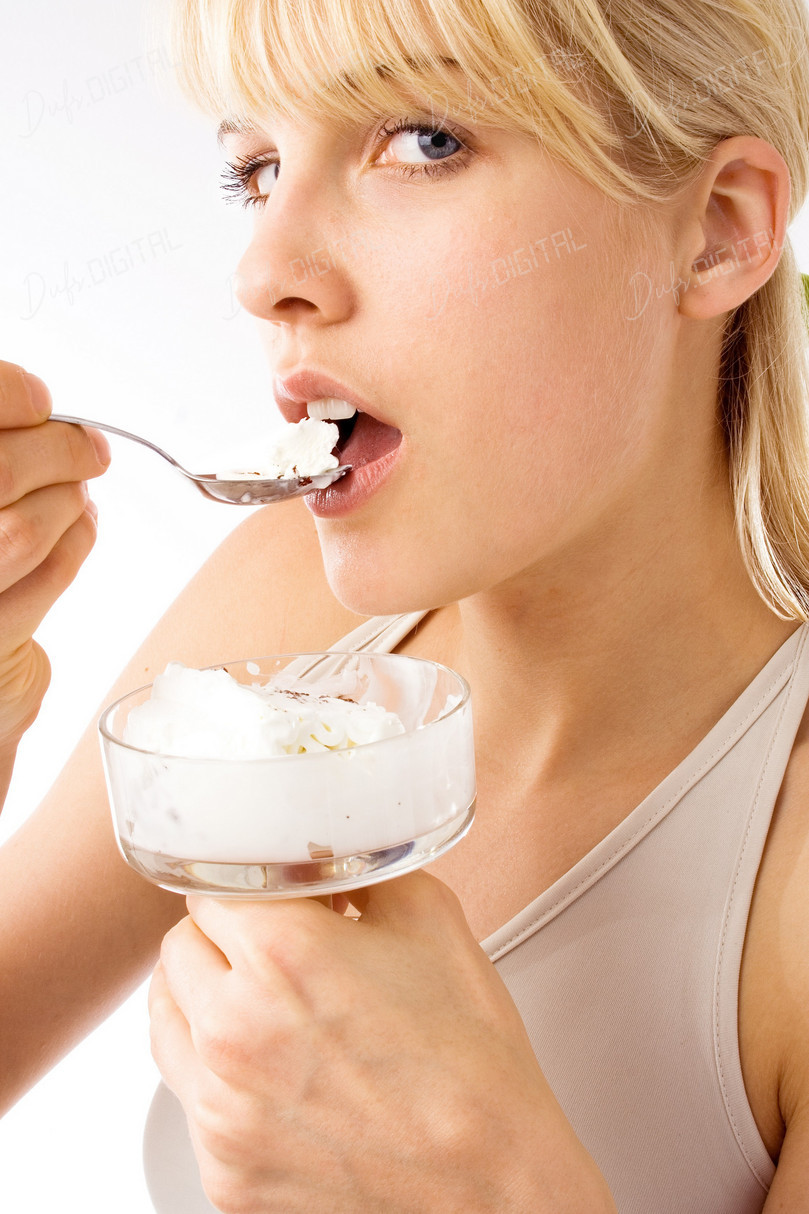 Enjoying Creamy Dessert