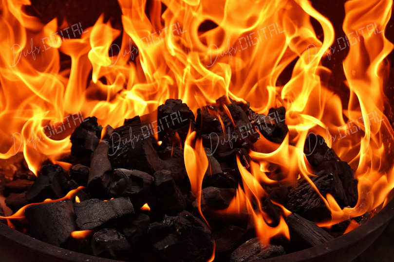 Burning Flames with Charcoal