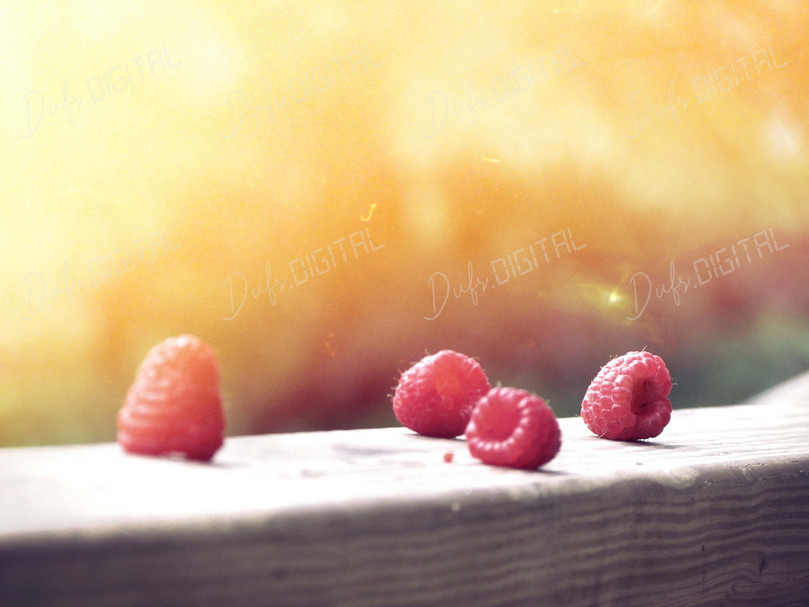 Fresh Raspberries on Wood