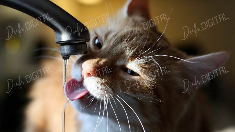 Cat Drinking Water
