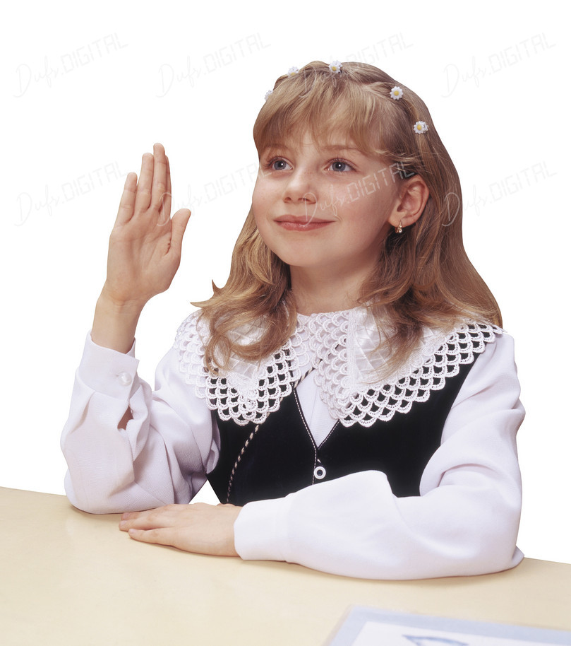 Young Girl Raising Hand