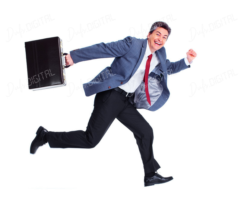 Joyful Businessman Running