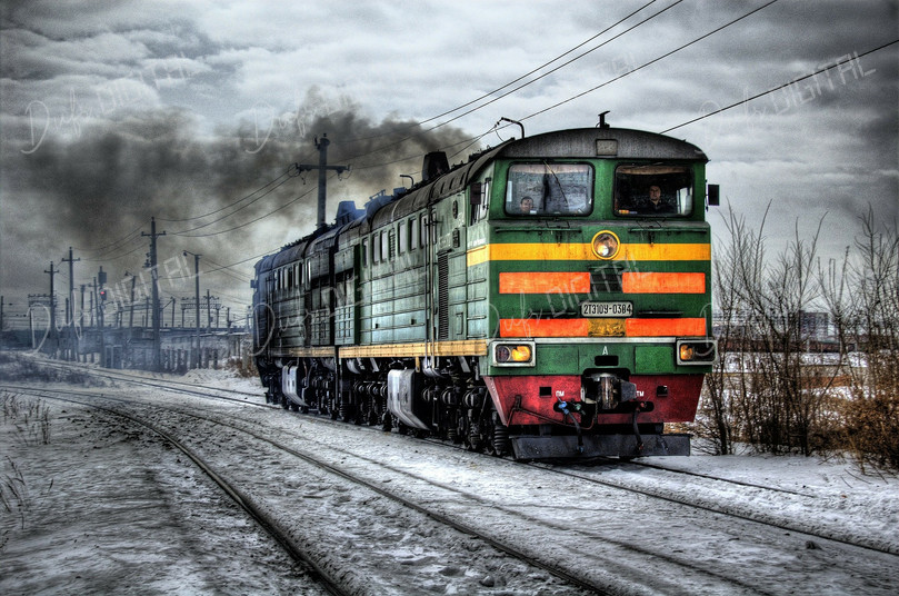 Vintage Train Winter Scene