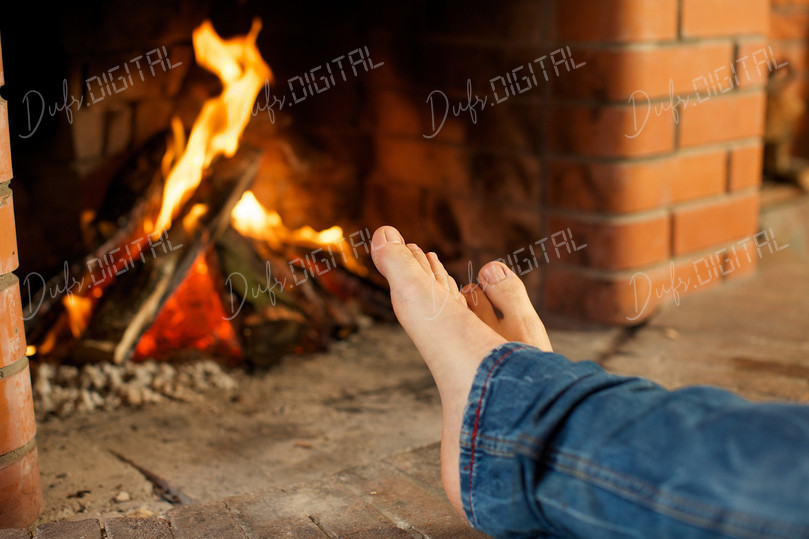 Cozy Fireplace Feet