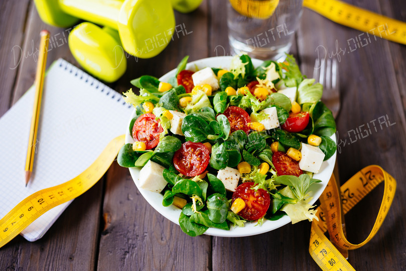 Healthy Salad and Weights
