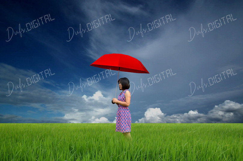 Woman with Red Umbrella