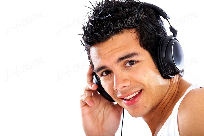 Enjoying Music Wearing Headphones