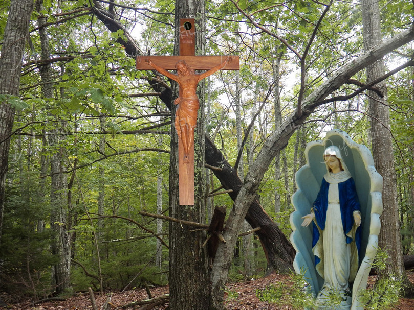 Wooden Cross and Statue