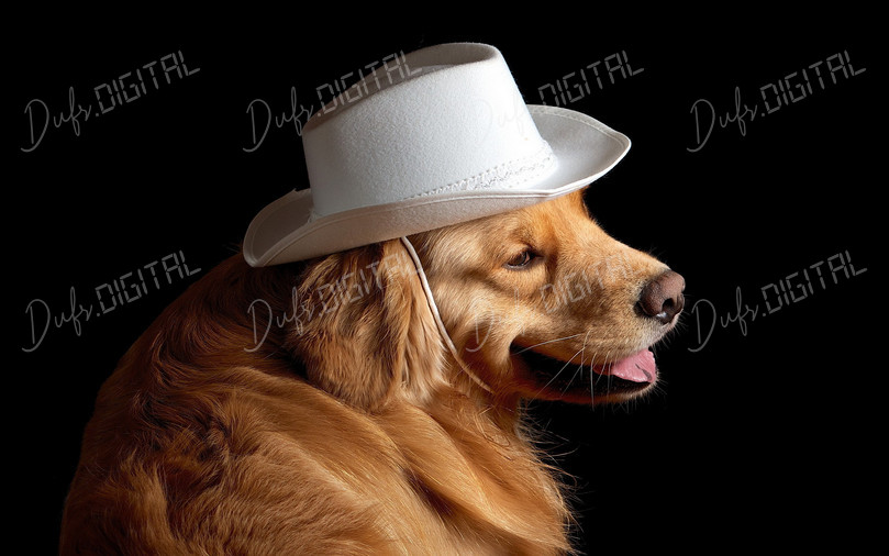 Dog Wearing White Hat