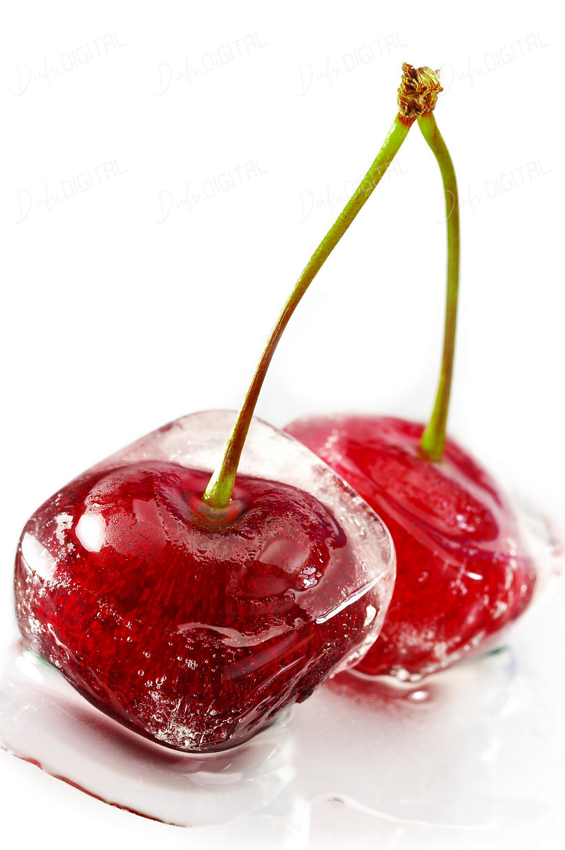 Frozen Cherries in Ice