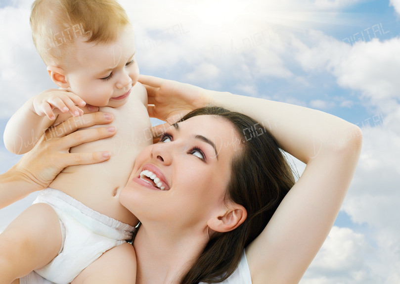 Joyful Mother and Baby