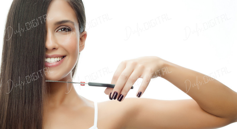 Smiling Woman with Scissors