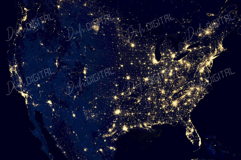 Illuminated USA at Night