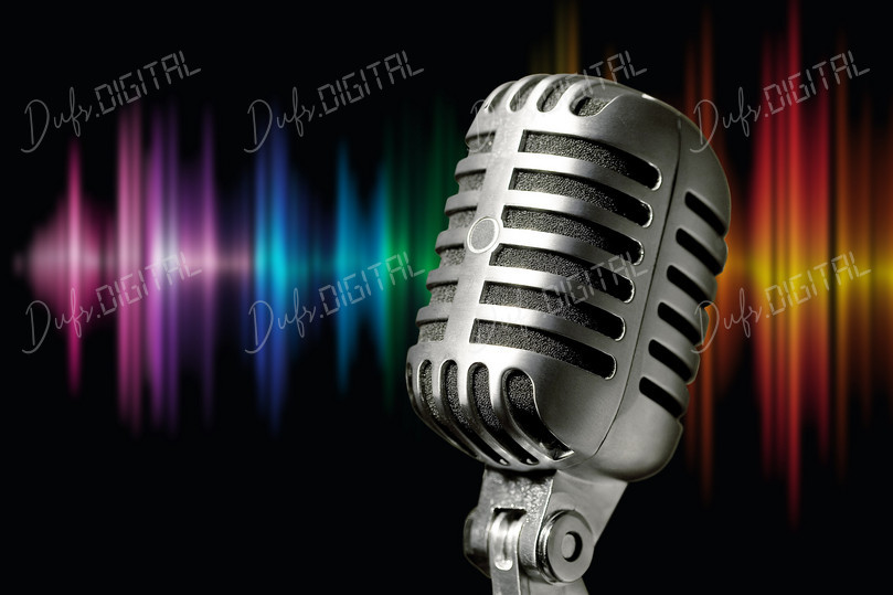 Retro Microphone Sound Waves