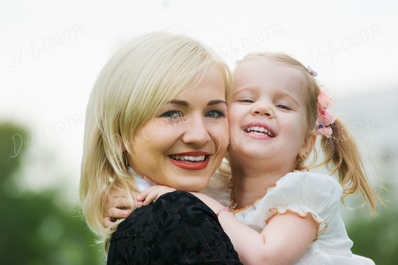 Joyful Mother and Daughter