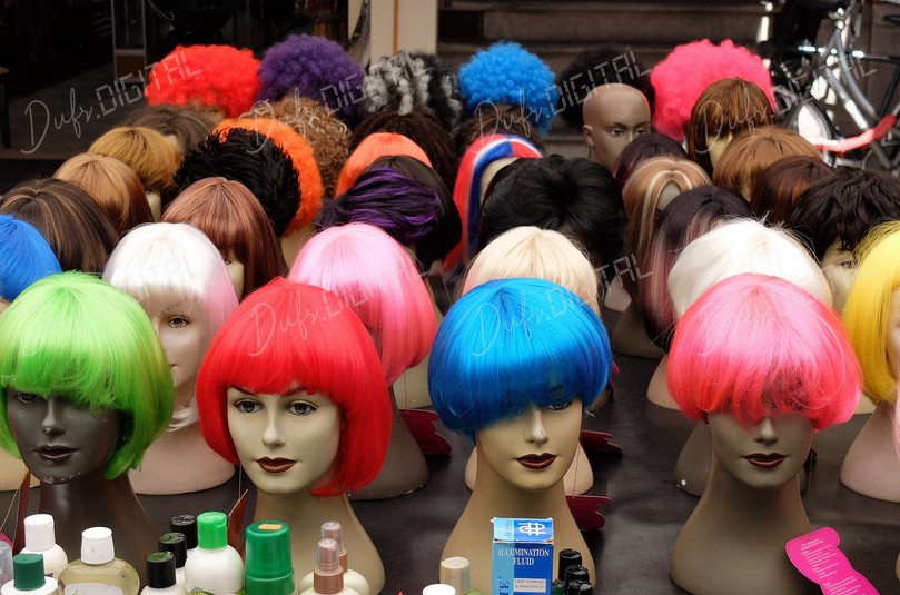 Colorful Wig Display