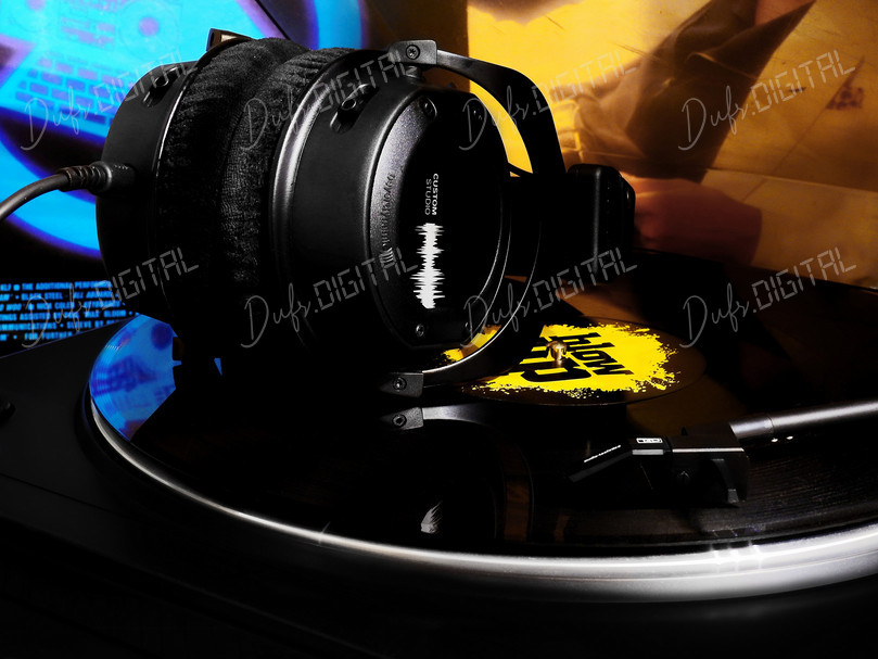 Vinyl Records and Headphones