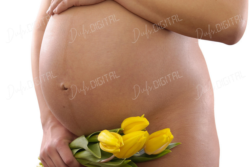 Pregnant Woman with Flowers
