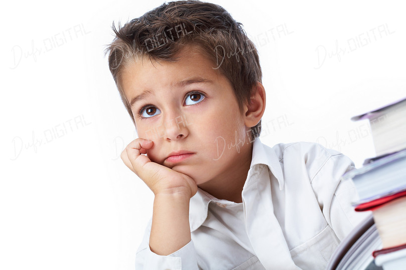 Thoughtful Boy With Books