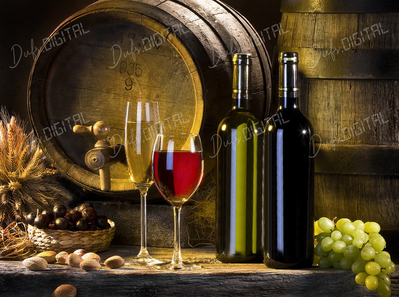 Wine and Barrel Still Life