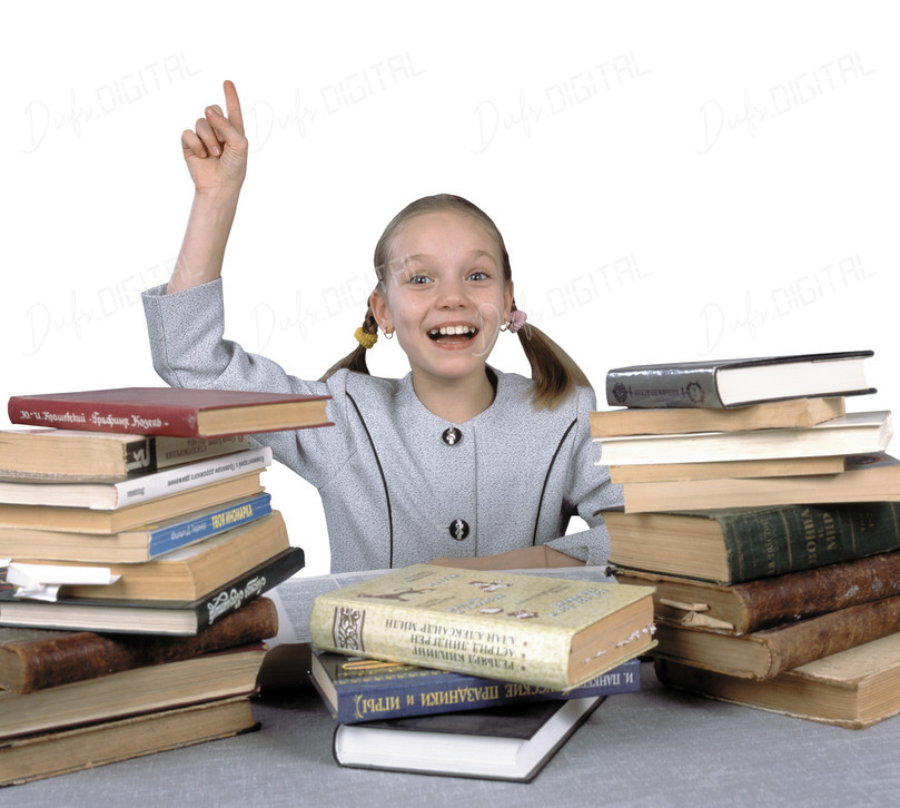 Excited Girl with Books