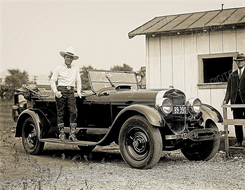 Vintage Car and Cowboy