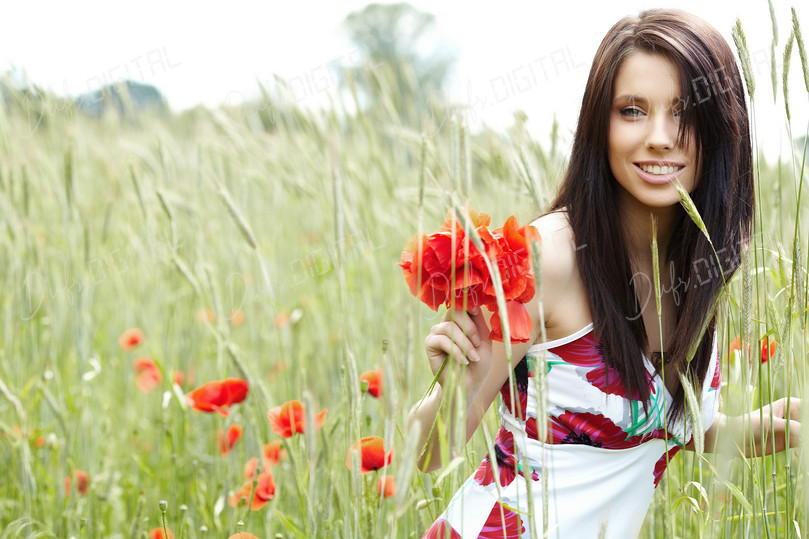 Woman in Flower Field