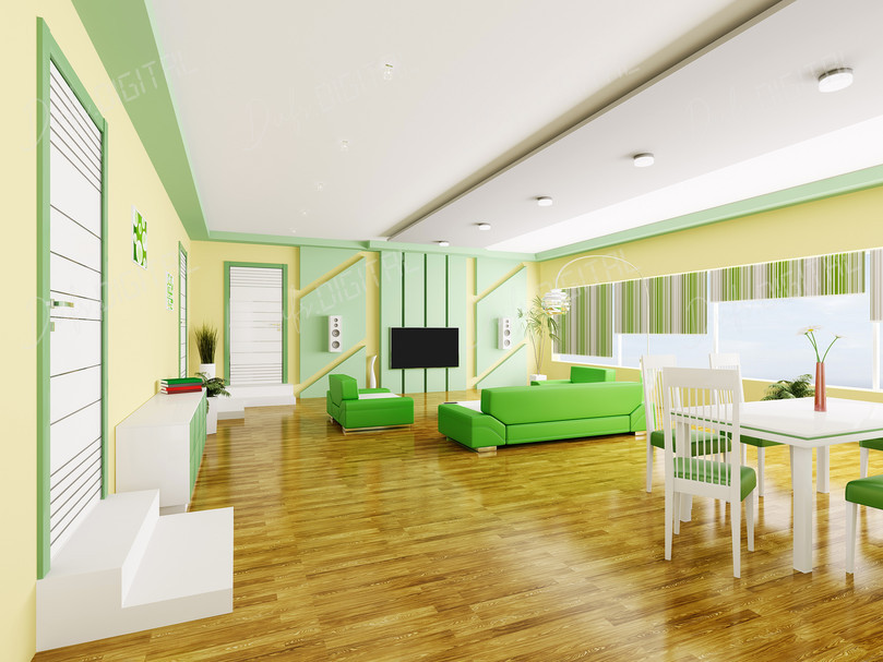Modern Green Living Room