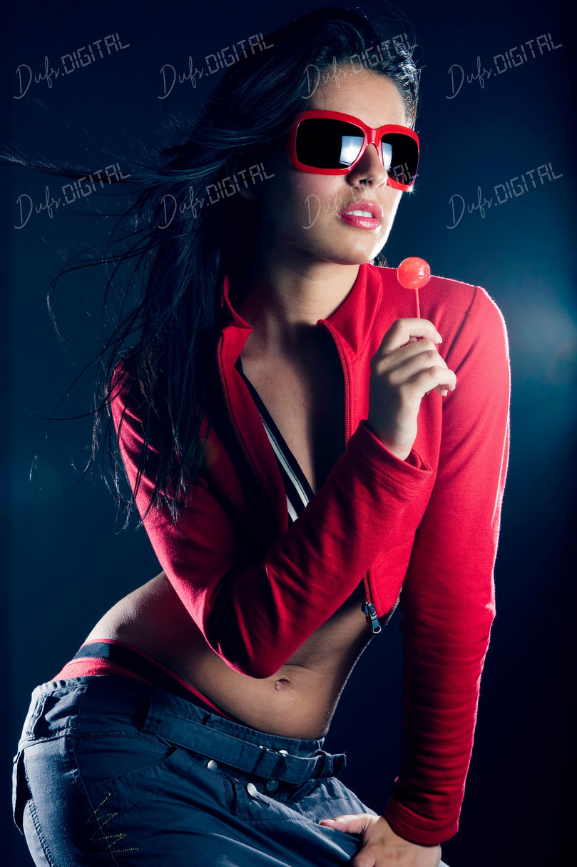 Stylish Woman with Lollipop