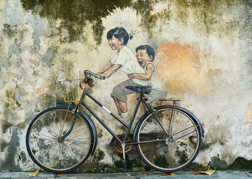 Children with Bicycle Mural