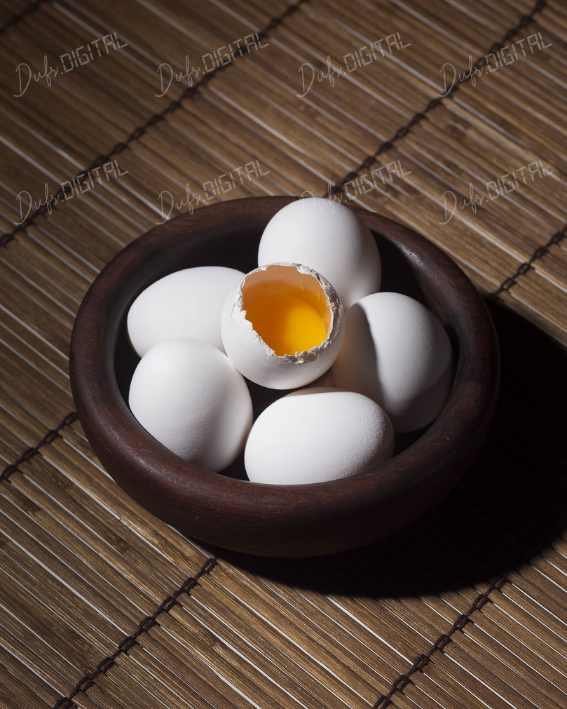 Eggs in Wooden Bowl