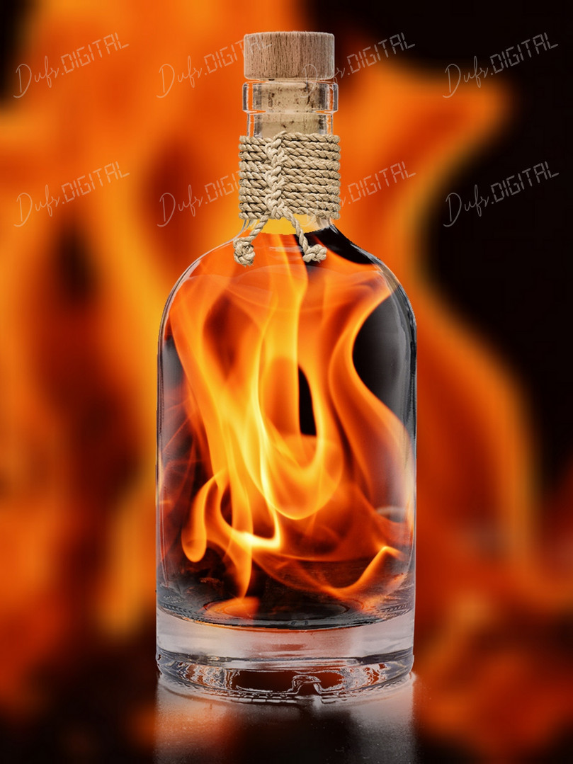 Flame in Glass Bottle
