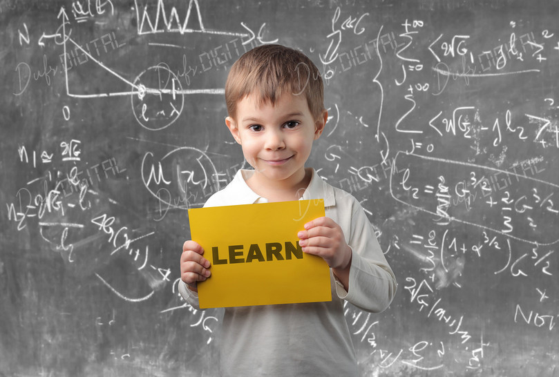 Child Holding Learn Sign
