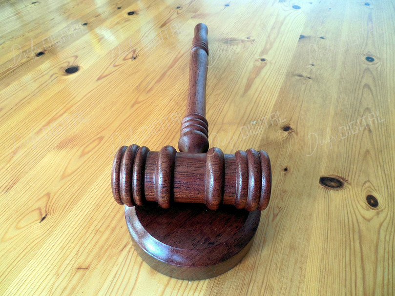 Wooden Gavel on Table