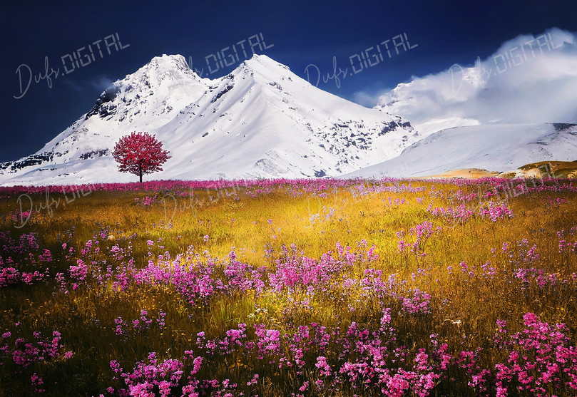 Blooming Mountain Landscape