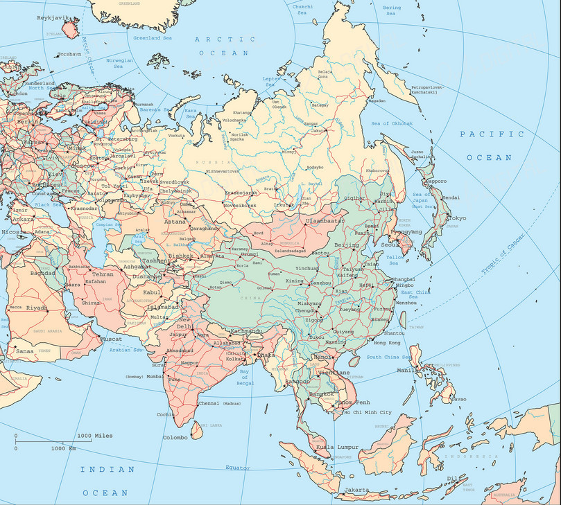 Detailed Asia Map