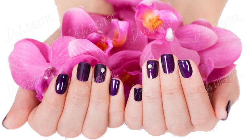 Purple Nails with Orchids