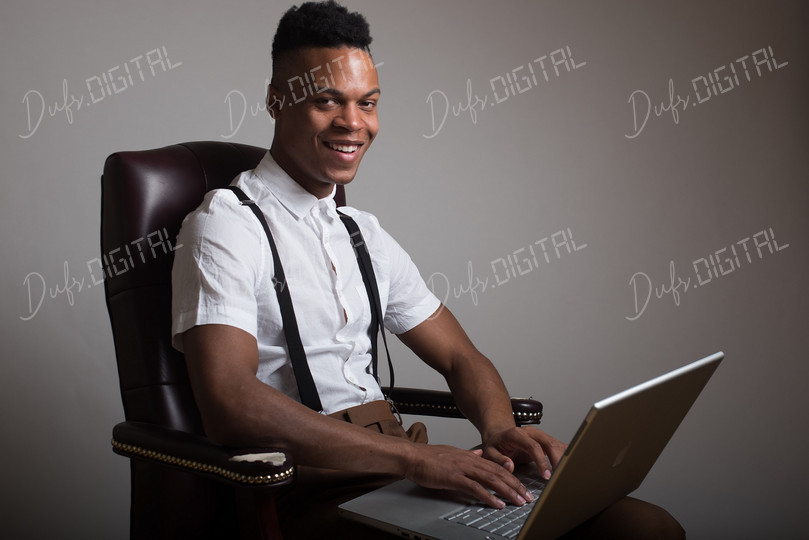 Smiling Professional at Work