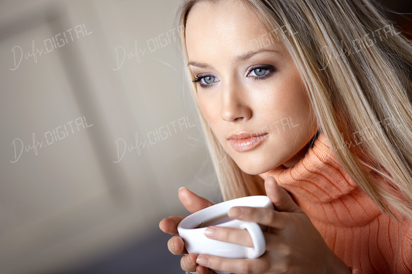 Contemplative Woman with Coffee
