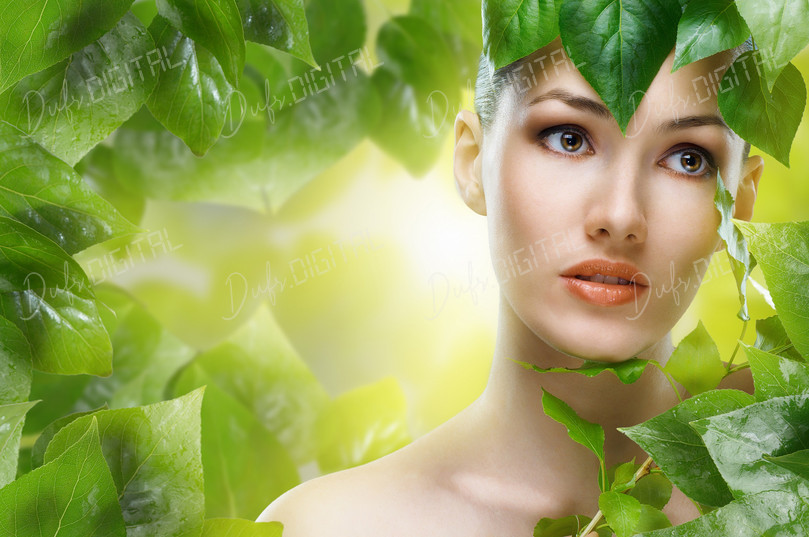 Woman Surrounded by Leaves